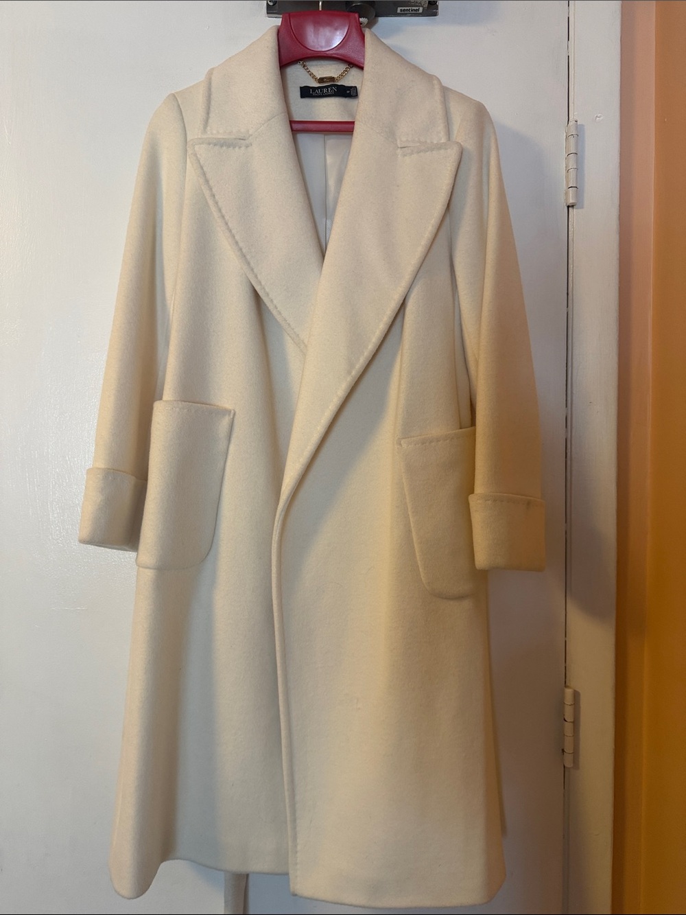 Lauren Ralph Lauren Cream Single-Breasted Wool Trench Coat